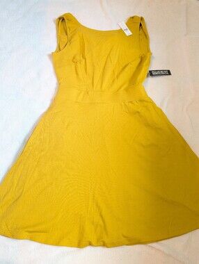 New York & Company Mustard Yellow Backless Tie-Front Dress Size M
